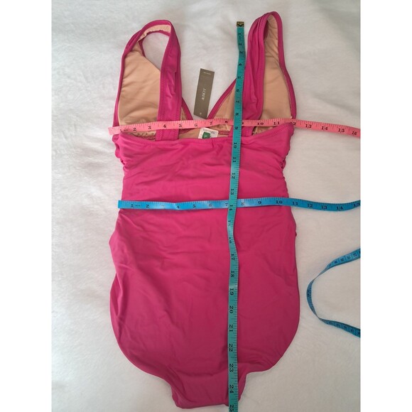 J.Crew Radiant Fuchsia Ruched One Piece Swimsuit Lined BC116 Size 4 - Picture 6 of 8